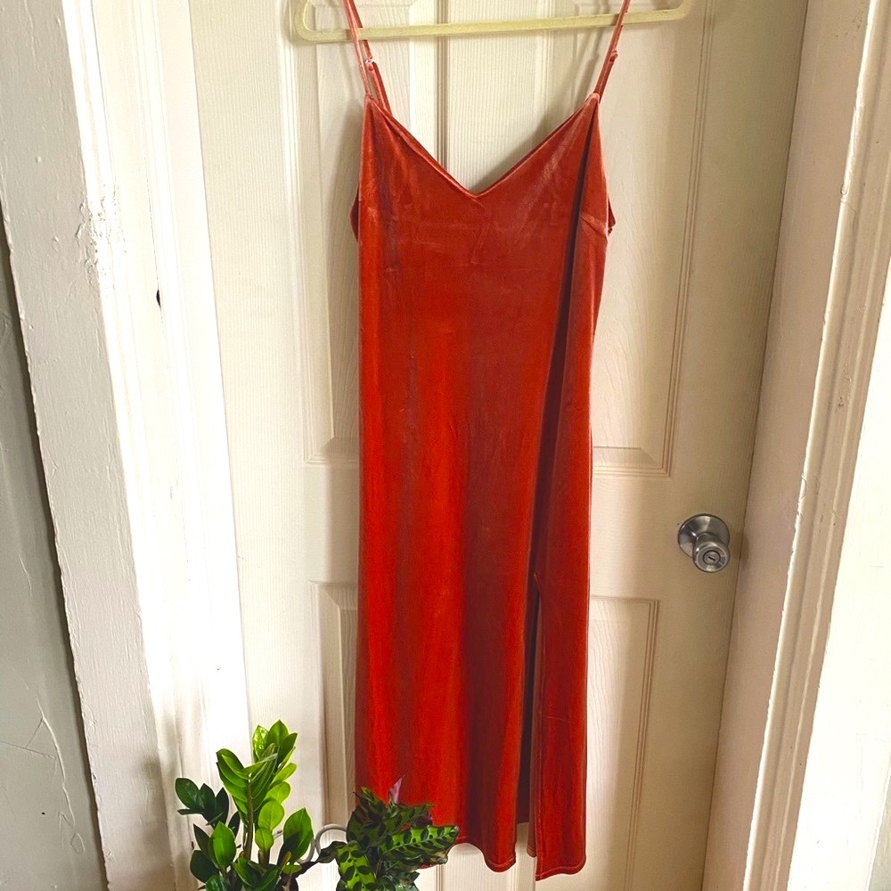 Velvet Rose Midi Dress With Slit